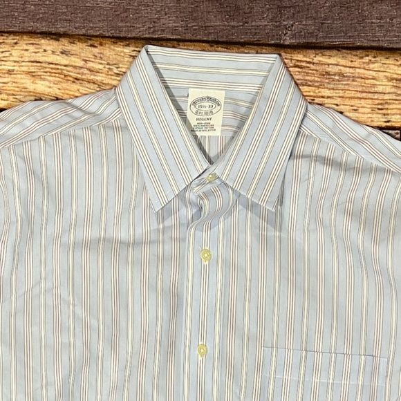 Brooks Brothers Regent Blue Striped Mens Dress Suit Shirt Preppy - Picture 2 of 6
